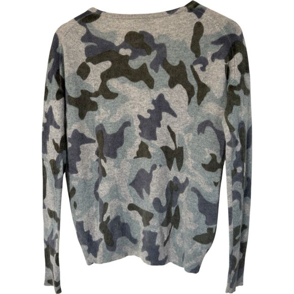 White + Warren Essentials Cashmere Camo Print Pullover V-Neck Sweater Size S - Picture 9 of 12